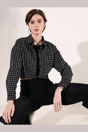 SHOWOFF Women Comfort Micro Checks Opaque Checked Casual Shirt