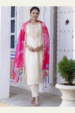 Navlik Women Ethnic Motifs Embroidered Regular Kurta with Trousers & With Dupatta