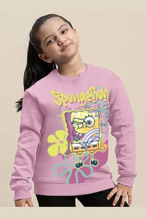 Kidsville Girls SpongeBob SquarePants Printed Relaxed-Fit Graphic Printed Sweatshirt