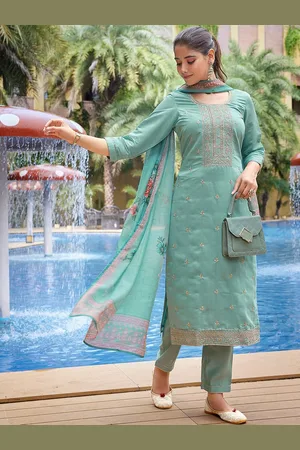 DIVASTRI Women Ethnic Motifs Embroidered Regular Thread Work Kurta with Trousers & With Dupatta