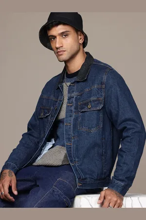 Roadster The Life C. Pure Cotton Embossed Effect Typography Denim Truckers Jacket