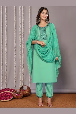 DIVASTRI Women Ethnic Motifs Embroidered Regular Gotta Patti Kurta with Trousers & With Dupatta