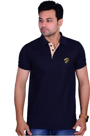 La Milano Men Polo Collar Applique Slim Fit T-shirt