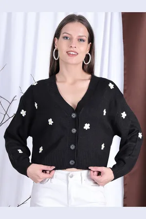NEUDIS Women Floral Embroidered Crop Cardigan