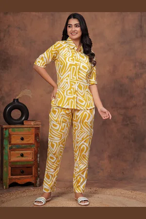 heartLoom Printed Short Sleeves Pure Cotton Shirt With Trousers