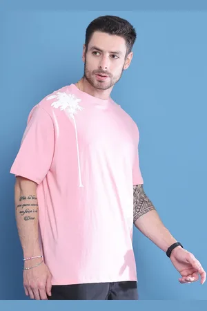 DOOR74 Men Floral Printed Drop-Shoulder Sleeves T-shirt