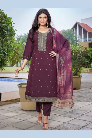 DIVASTRI Women Ethnic Motifs Embroidered Regular Thread Work Kurta with Trousers & With Dupatta