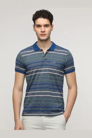 Crocodile Men Striped Polo Collar Cotton Slim Fit T-Shirt
