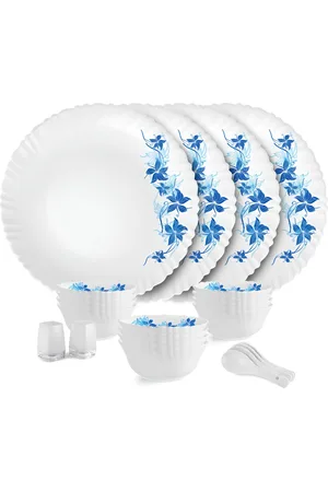 Cello Dazzle Series White 22 Pieces Floral Printed Opalware Microwave Safe Dinner Set