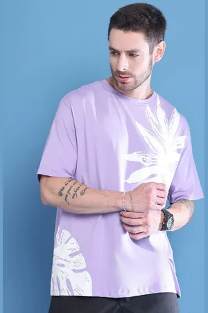 DOOR74 Men Floral Printed Drop-Shoulder Sleeves T-shirt