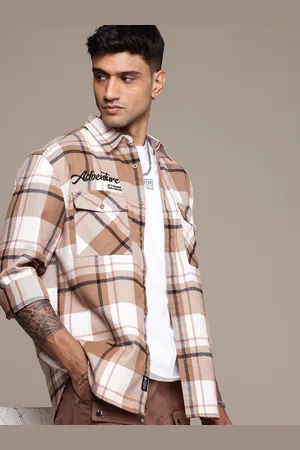 Roadster The Life Co. Relaxed Fit Checked Embroidered Casual Shacket