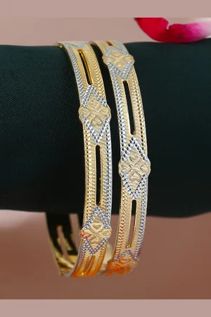 Adwitiya Collection Set Of 2 24-CT Gold-Plated Handcrafted Bangles