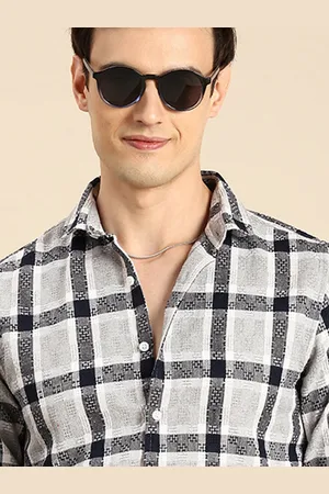 Mast & Harbour Self-Design Checked Knitted Casual Shirt