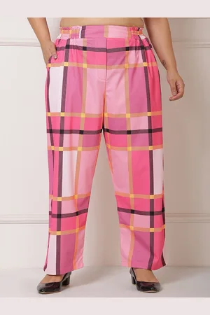 Amydus Women Plus Size Checked Regular Fit Trousers
