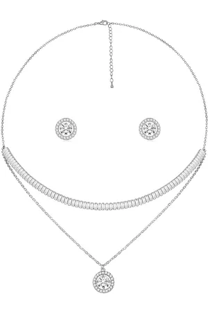Peora Silver-Plated CZ-Studded Jewellery Set