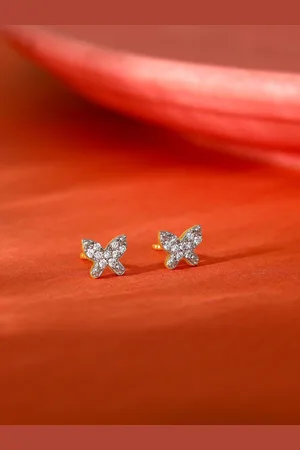 GIVA 18K BIS Hallmark Yellow Gold Diamond Earrings