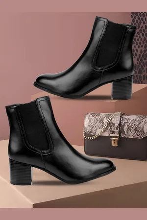 BXXY Women Faux Zipper High Ankle Boots and Chelsea Boot