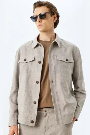Koton Men Striped Longline Denim Jacket