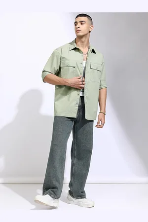 Highlander Men Solid Utility Pocket Oversized Overshirt
