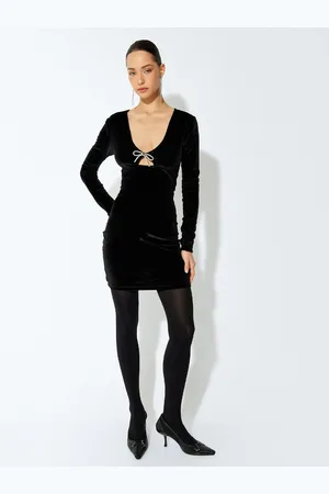 Koton Women Bodycon Cut-Outs Mini V-Neck Dress