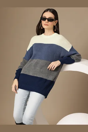 Chemistry Colourblocked Ribbed Longline Acrylic Pullover