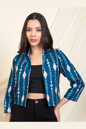 DEEBACO Women Printed Crop Shrug