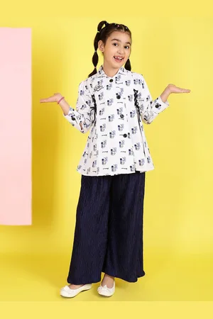 BAESD Girls Abstract Printed Shirt Collar Top