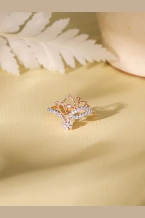 GIVA 18KT BIS Hall Mark Rose Gold Enthralling Diamond Ring Fixed Size, Indian - 12, US - 6