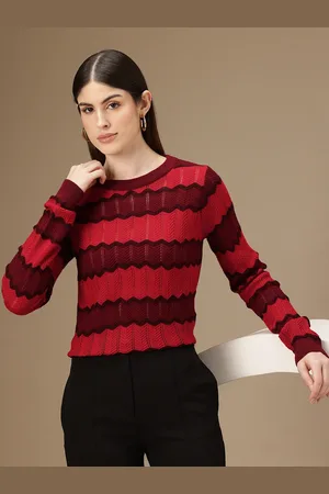 Chemistry Chevron Striped Open Knit Pullover