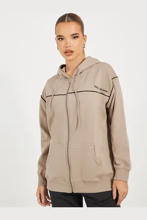 Styli Women Regular Fit Zip Through Hoodie with Slogan Details