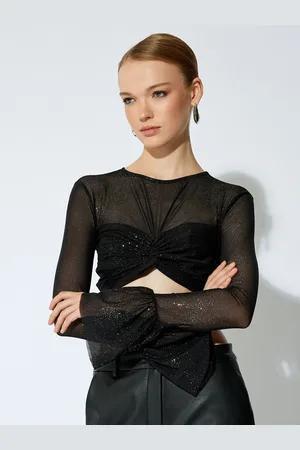Koton Women Shimmer Twisted Crop Top