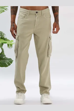 Roadster The Lifestyle Co Men Pure Cotton Relaxed Fit Mid Rise Cargo Jeans
