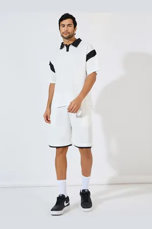 Styli Polo Collar Colorblocked T-Shirt With Shorts Co-Ords