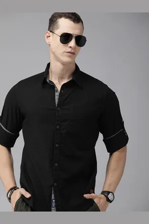 Roadster The Life Co. Self Design Knitted Spread Collar Casual Shirt
