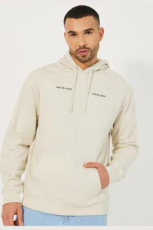 Styli Minimal Men Typography Printed Hooded Pullover