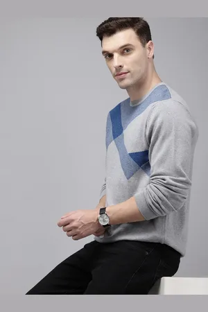 Park Avenue Geometric Self Design Pure Cotton Slim Fit Pullover