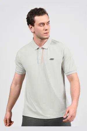 Skechers Men Solid Polo Collar Cotton T-shirt