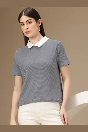 Chemistry Striped Polo Collar Pure Cotton T-shirt