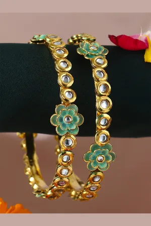 Adwitiya Collection Set of Two 24 Carat Gold-Plated Handcrafted Bangles