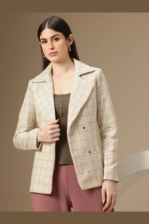 Chemistry Notched Lapel Double-Breasted Checked Overcoat
