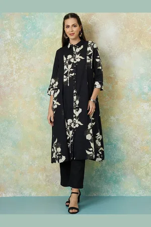 Lifestyle Women Printed Flared Sleeves Thread Work Kurta