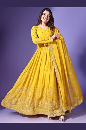 Ethnic Yard Embroidered Fit & Flared Gown