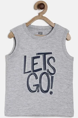 MINI KLUB Boys Grey Printed Round Neck Pure Cotton T-shirt