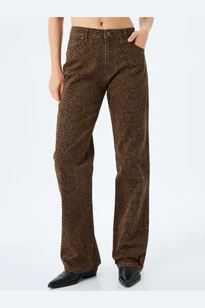 Koton Women Printed Regular Fit Cotton Trousers