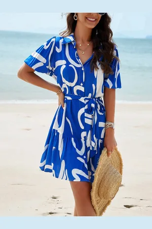 Mast & Harbour Abstract Printed Fit & Flare Dress