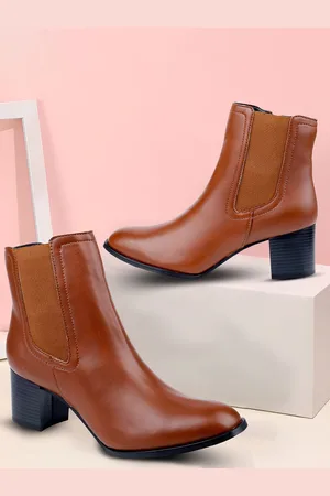 BXXY Women Faux Zipper High Ankle Boots and Chelsea Boot