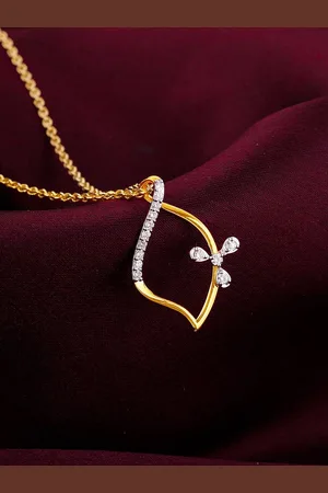 GIVA 14KT BIS Hall Mark Yellow Gold Endless Bloom Diamond Pendant - 0.76g