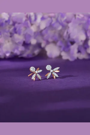 GIVA 18K Rose Gold Shine On Diamond Earrings-2.23gm
