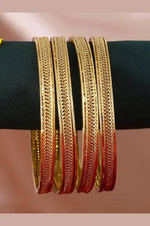 Adwitiya Collection Set of Four 24 Carat Gold-Plated Handcrafted Bangles