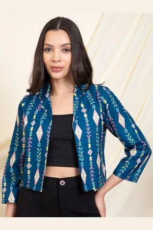 DEEBACO Women Printed Crop Shrug